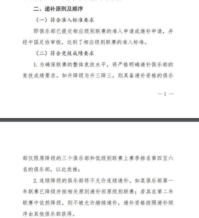 「不允许」中国足球协会：连续降级俱乐部不允许连续递补